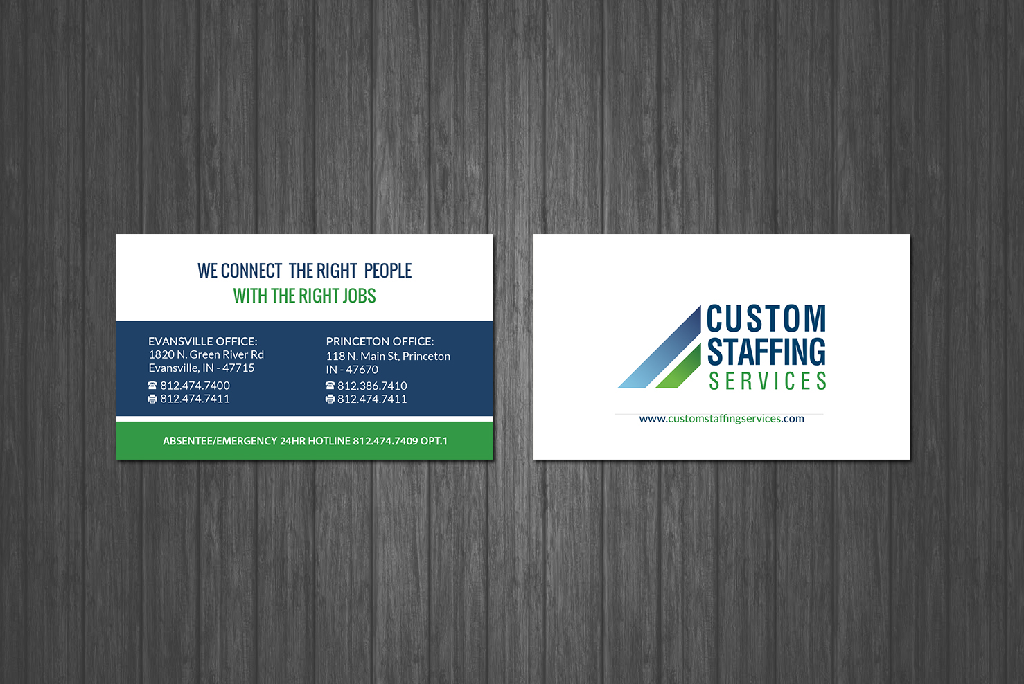 Diseño de Tarjeta de Presentación por Creations Box 2015 para Custom Staffing Services | Diseño #19153212