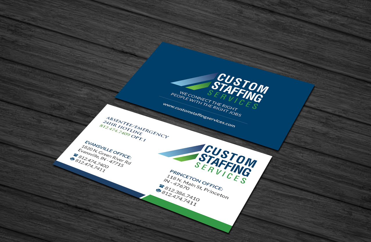 Visitenkarten-Design von Creations Box 2015 für Custom Staffing Services | Design #19153219