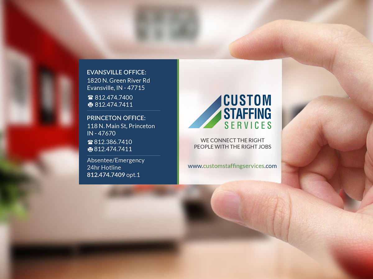 Visitenkarten-Design von Creations Box 2015 für Custom Staffing Services | Design #19153222