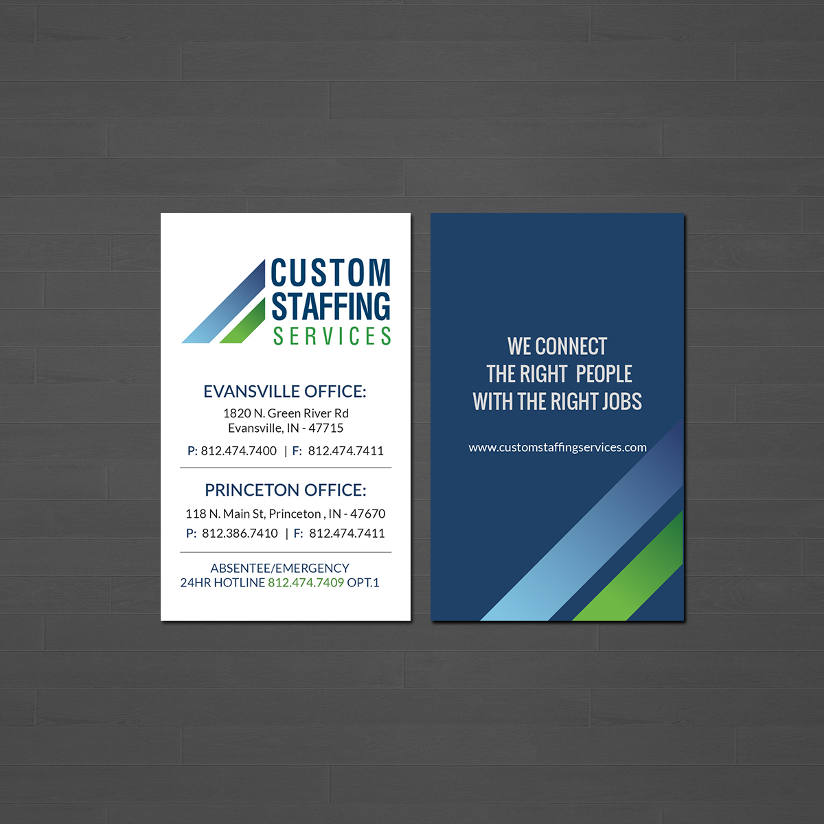 Diseño de Tarjeta de Presentación por Creations Box 2015 para Custom Staffing Services | Diseño #19153223