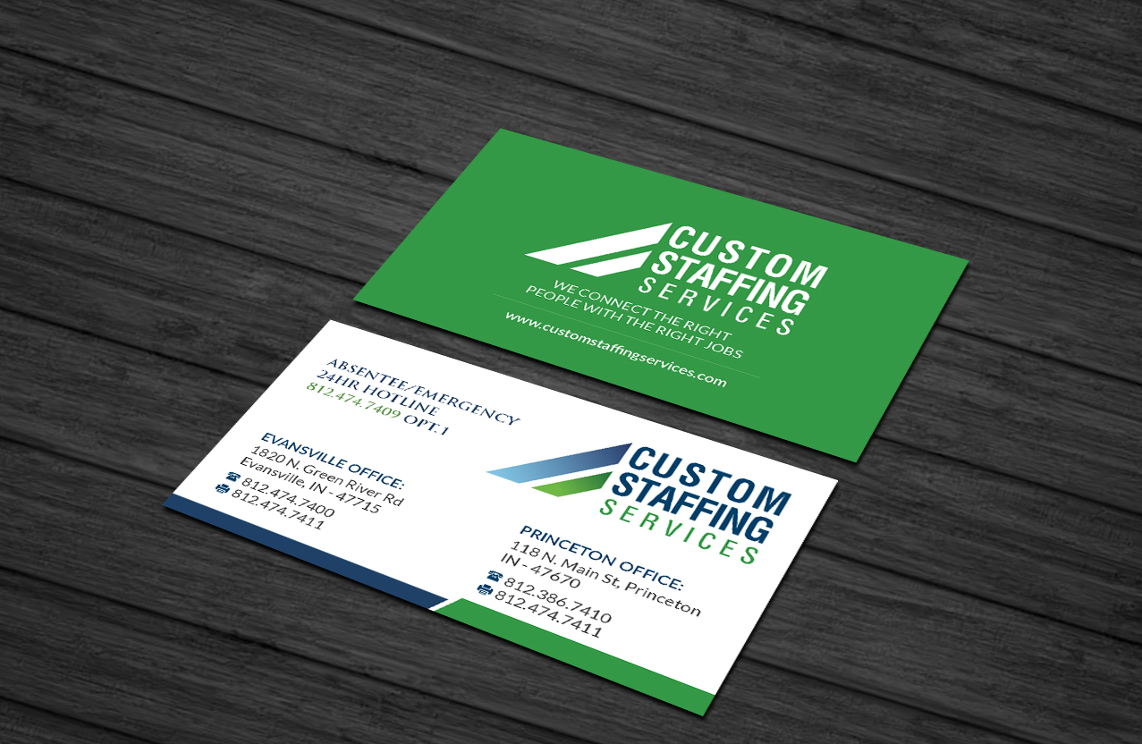 Visitenkarten-Design von Creations Box 2015 für Custom Staffing Services | Design #19153225