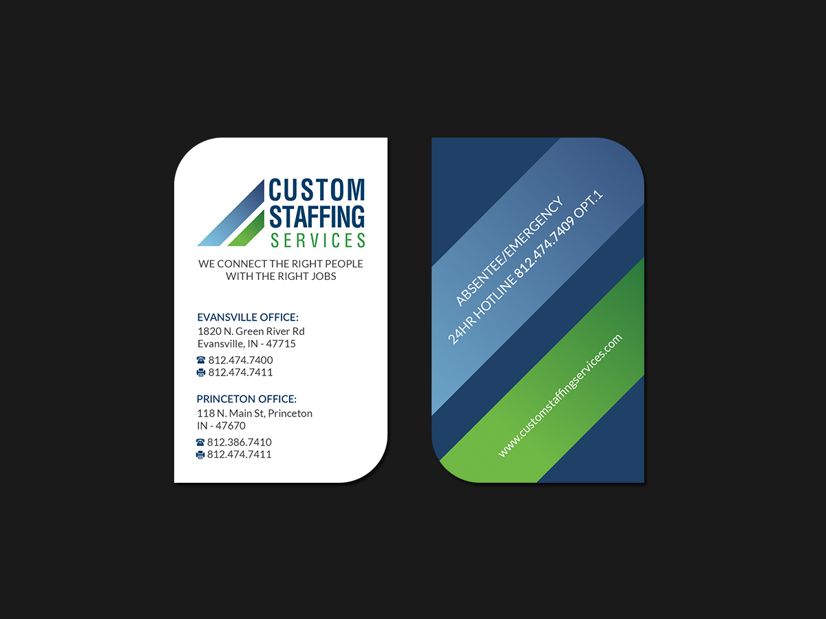 Visitenkarten-Design von Creations Box 2015 für Custom Staffing Services | Design #19153234