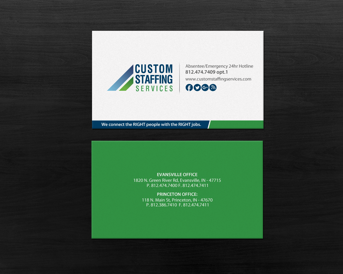 Business Card Design by Brand aid for Custom Staffing Services | Design #19143922