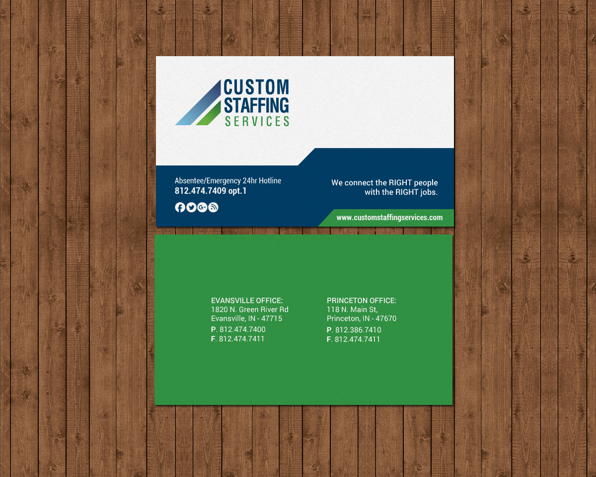 Design de Carte de Visite par chandrayaan.creative pour Custom Staffing Services | Design #19144944