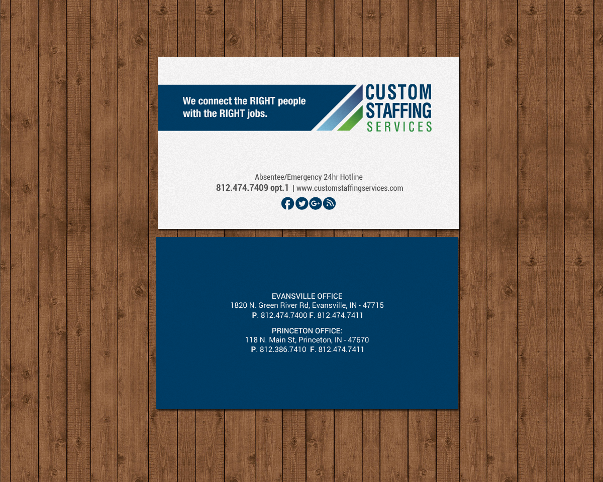 Diseño de Tarjeta de Presentación por chandrayaan.creative para Custom Staffing Services | Diseño #19144945