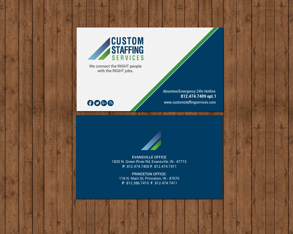 Design de Carte de Visite par chandrayaan.creative pour Custom Staffing Services | Design #19144951