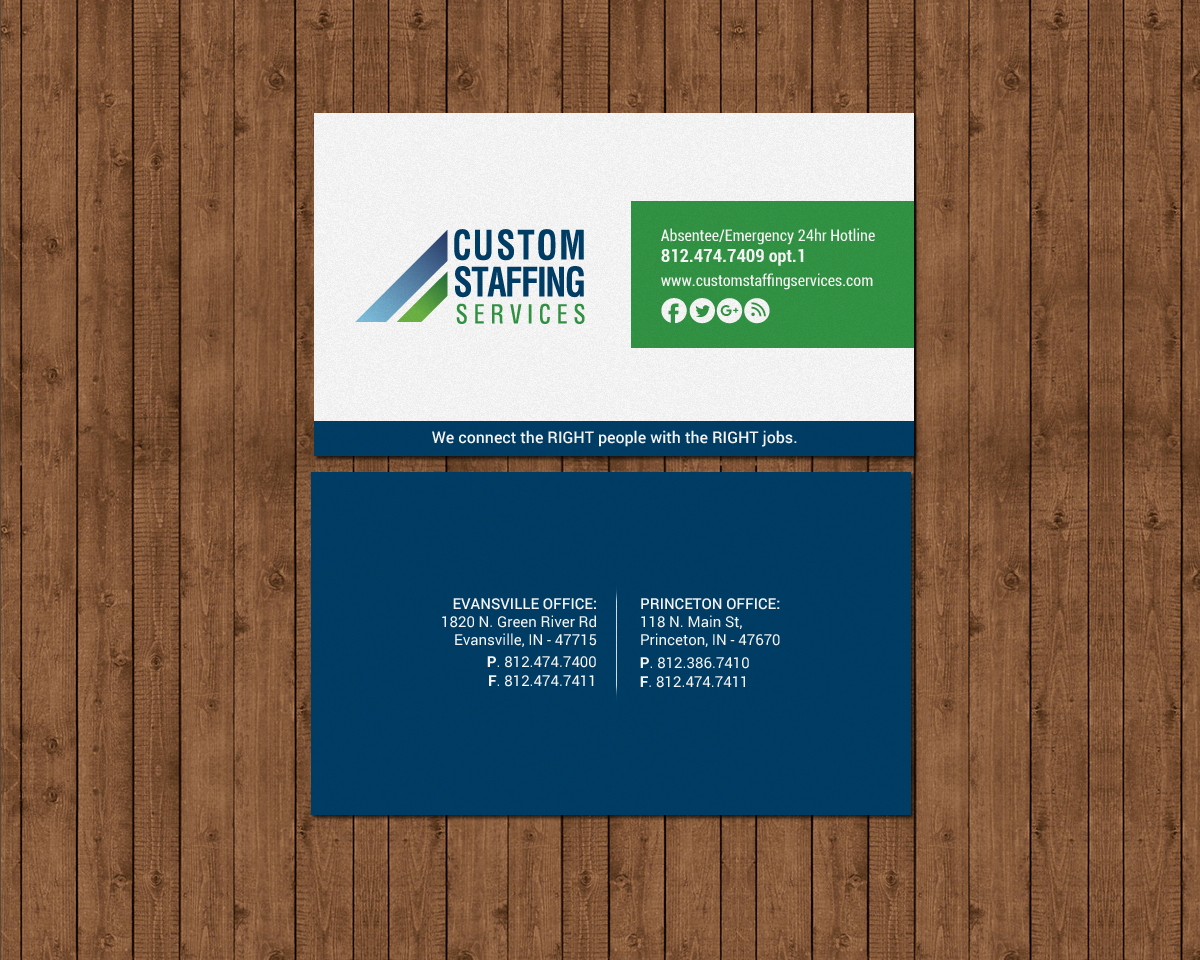 Diseño de Tarjeta de Presentación por chandrayaan.creative para Custom Staffing Services | Diseño #19144955