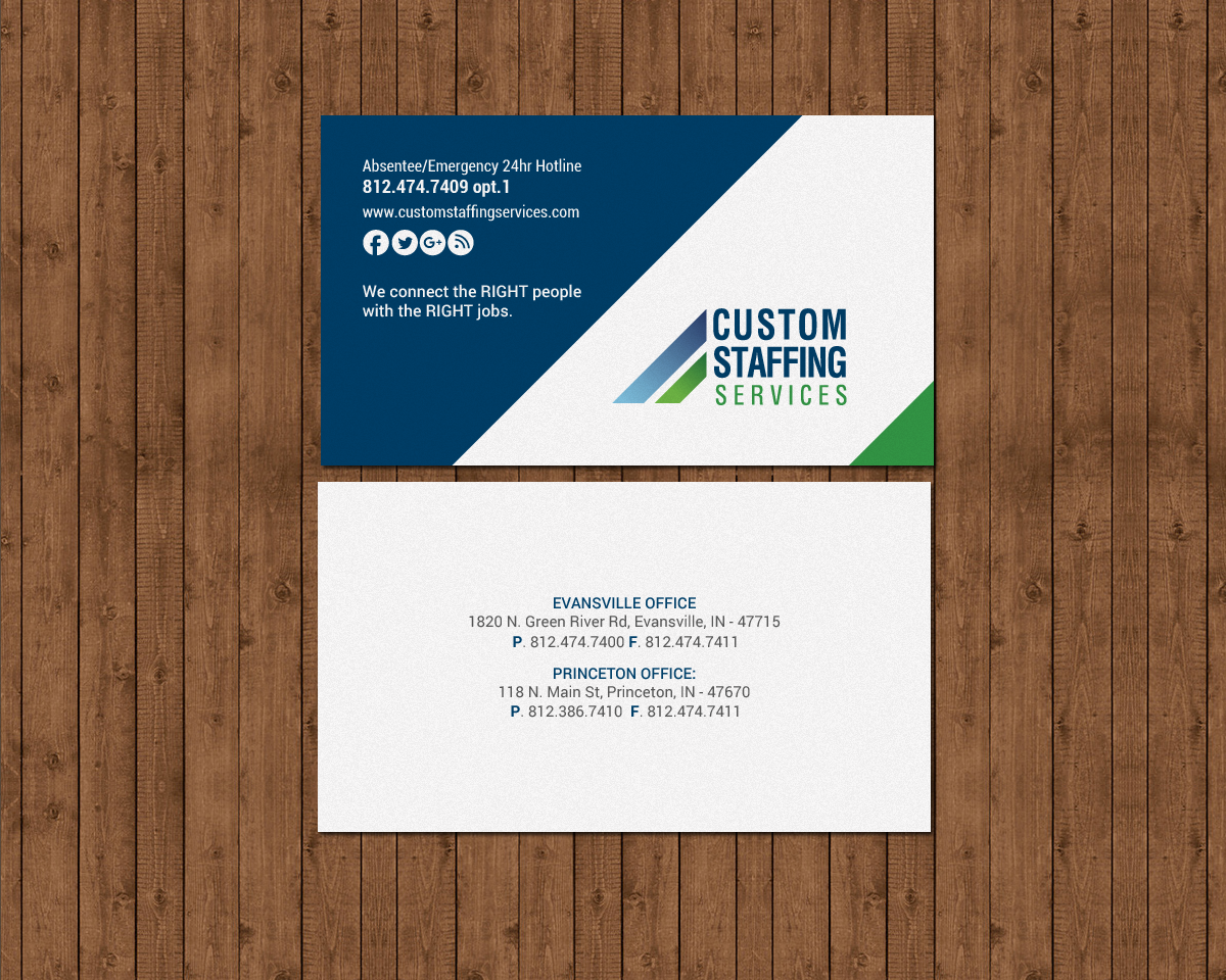 Business Card Design by chandrayaan.creative for Custom Staffing Services | Design #19144956