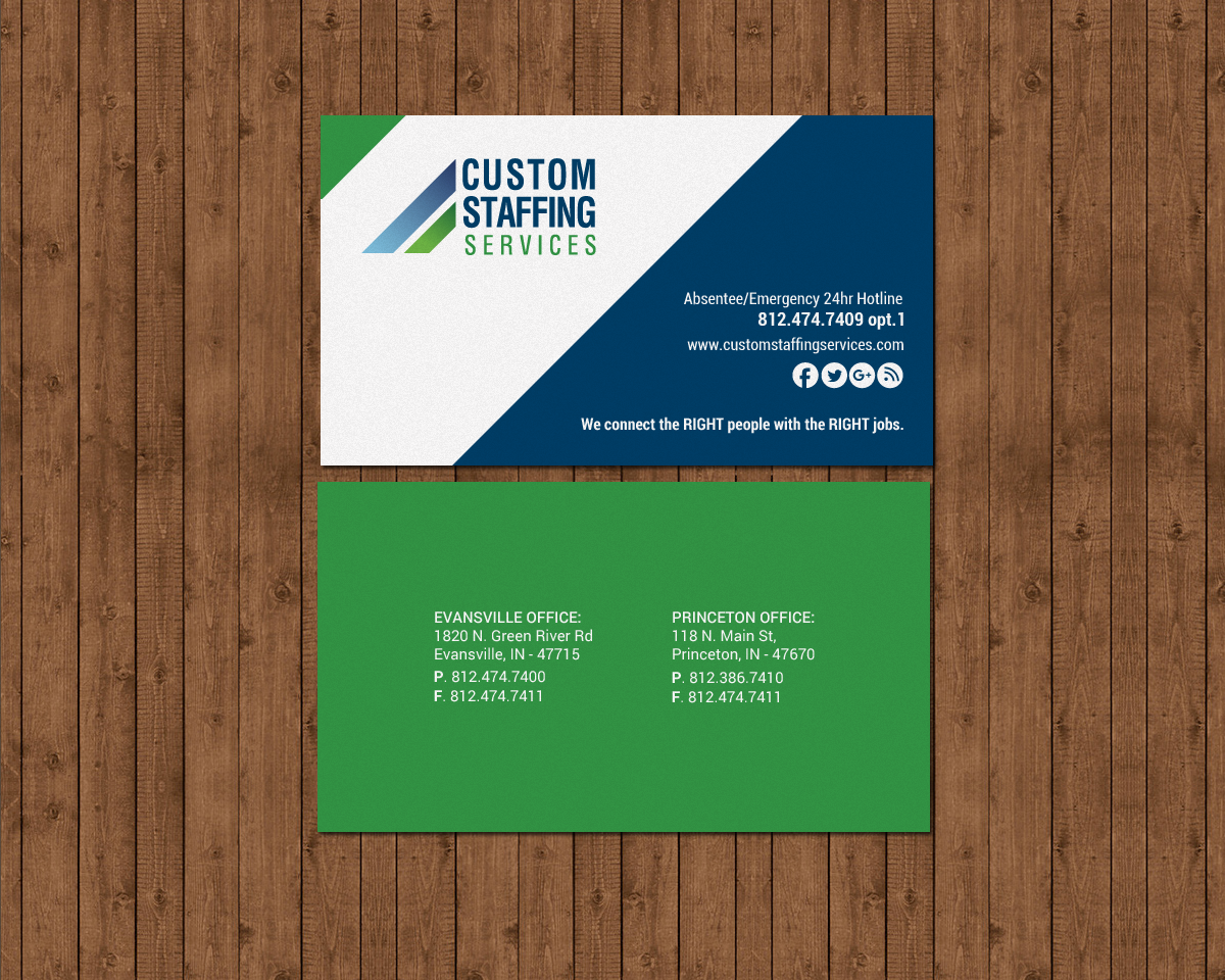 Diseño de Tarjeta de Presentación por chandrayaan.creative para Custom Staffing Services | Diseño #19144957