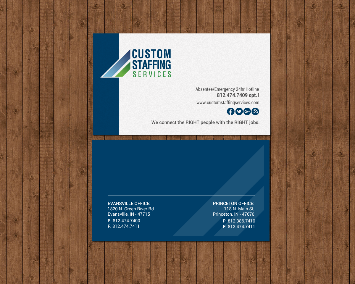 Diseño de Tarjeta de Presentación por chandrayaan.creative para Custom Staffing Services | Diseño #19145887