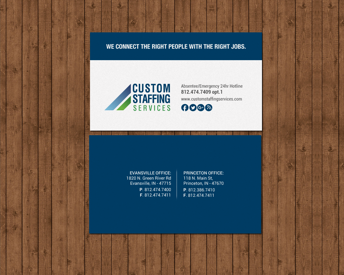 Diseño de Tarjeta de Presentación por chandrayaan.creative para Custom Staffing Services | Diseño #19145888