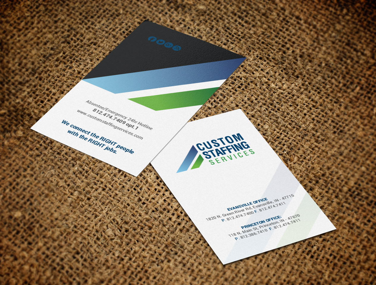 Diseño de Tarjeta de Presentación por chandrayaan.creative para Custom Staffing Services | Diseño #19145889