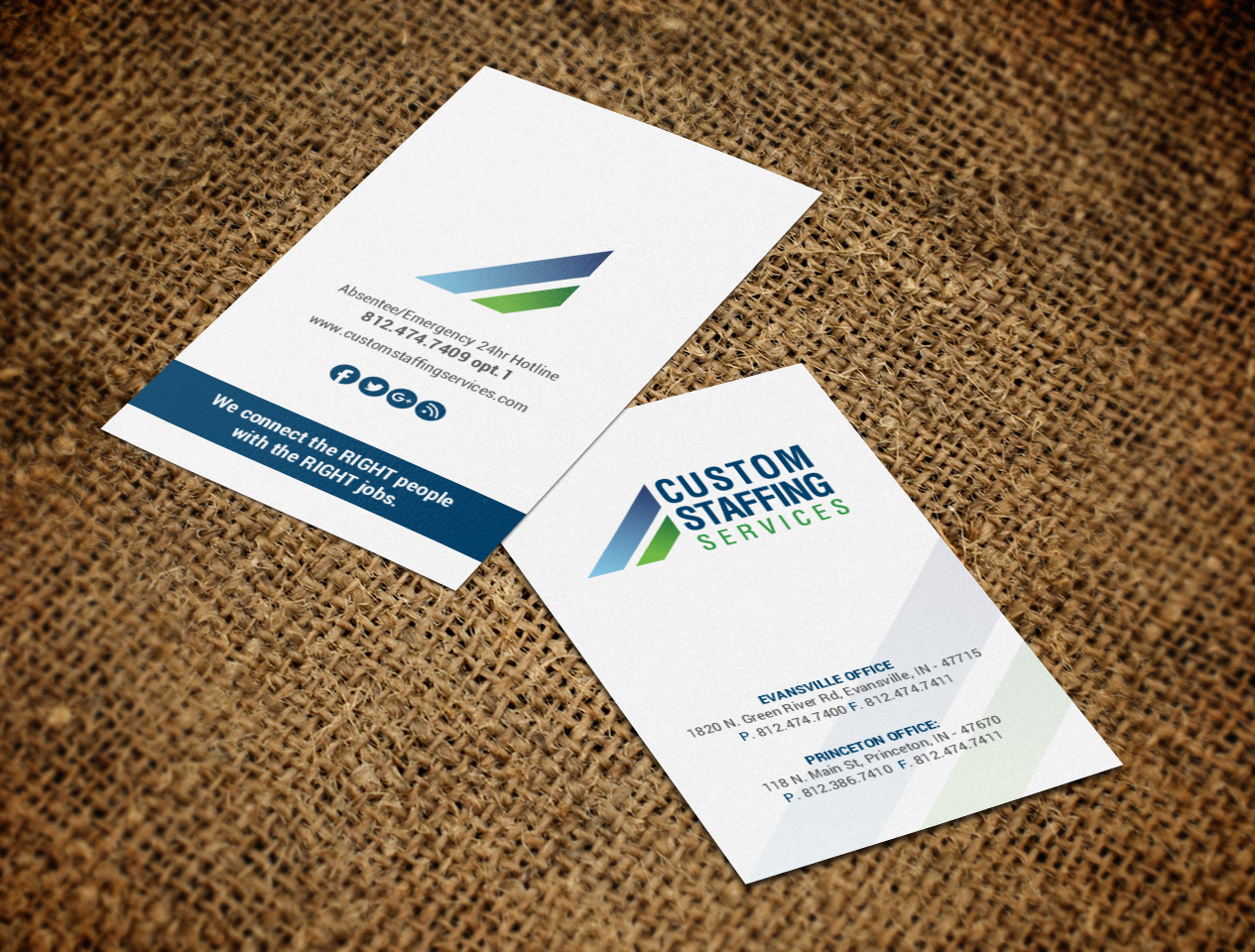 Diseño de Tarjeta de Presentación por chandrayaan.creative para Custom Staffing Services | Diseño #19145891