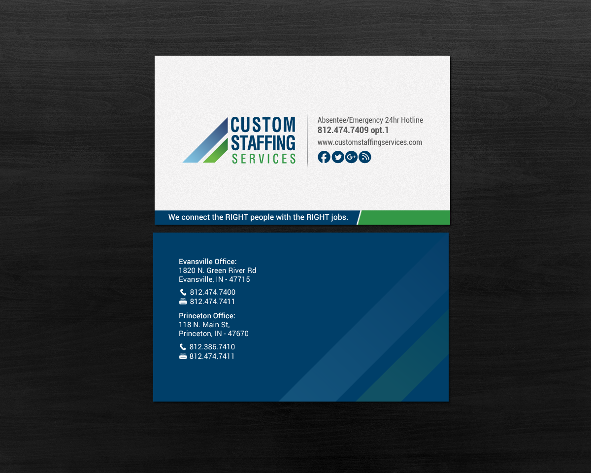 Diseño de Tarjeta de Presentación por chandrayaan.creative para Custom Staffing Services | Diseño #19148983