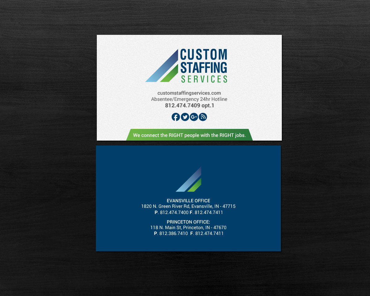 Diseño de Tarjeta de Presentación por chandrayaan.creative para Custom Staffing Services | Diseño #19148984