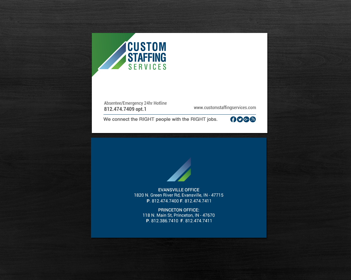 Diseño de Tarjeta de Presentación por chandrayaan.creative para Custom Staffing Services | Diseño #19149434