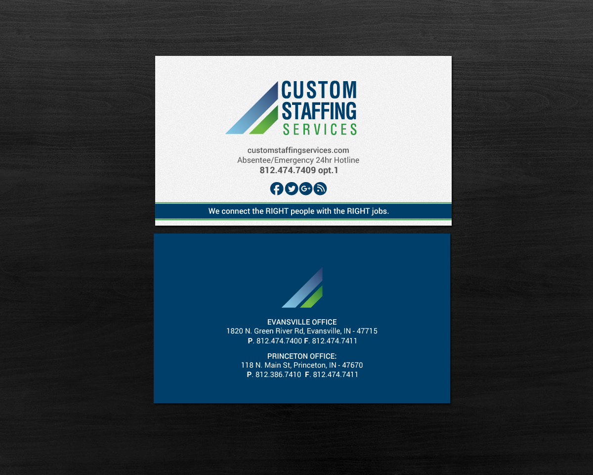 Diseño de Tarjeta de Presentación por chandrayaan.creative para Custom Staffing Services | Diseño #19153983