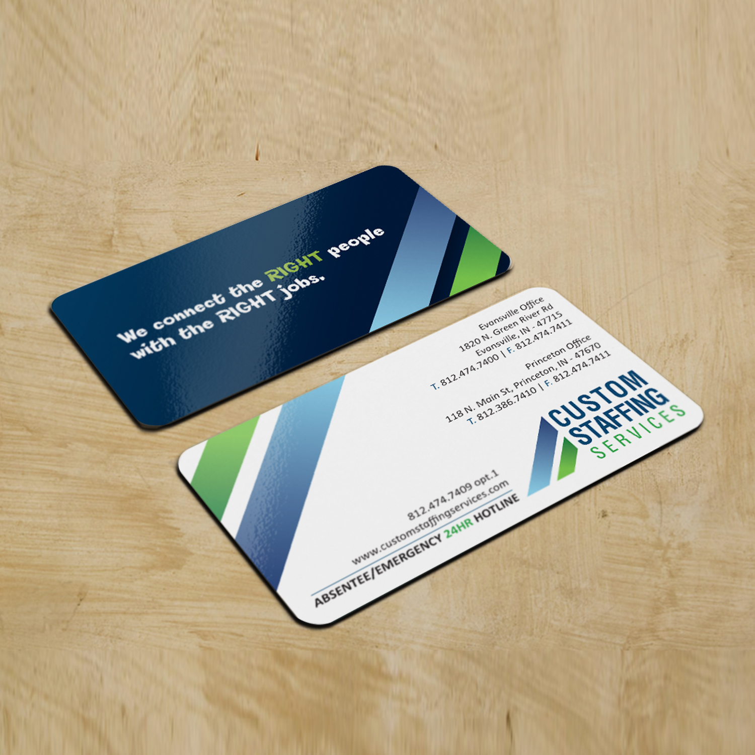 Business Card Design by Kreative Fingers for Custom Staffing Services | Design #19148455
