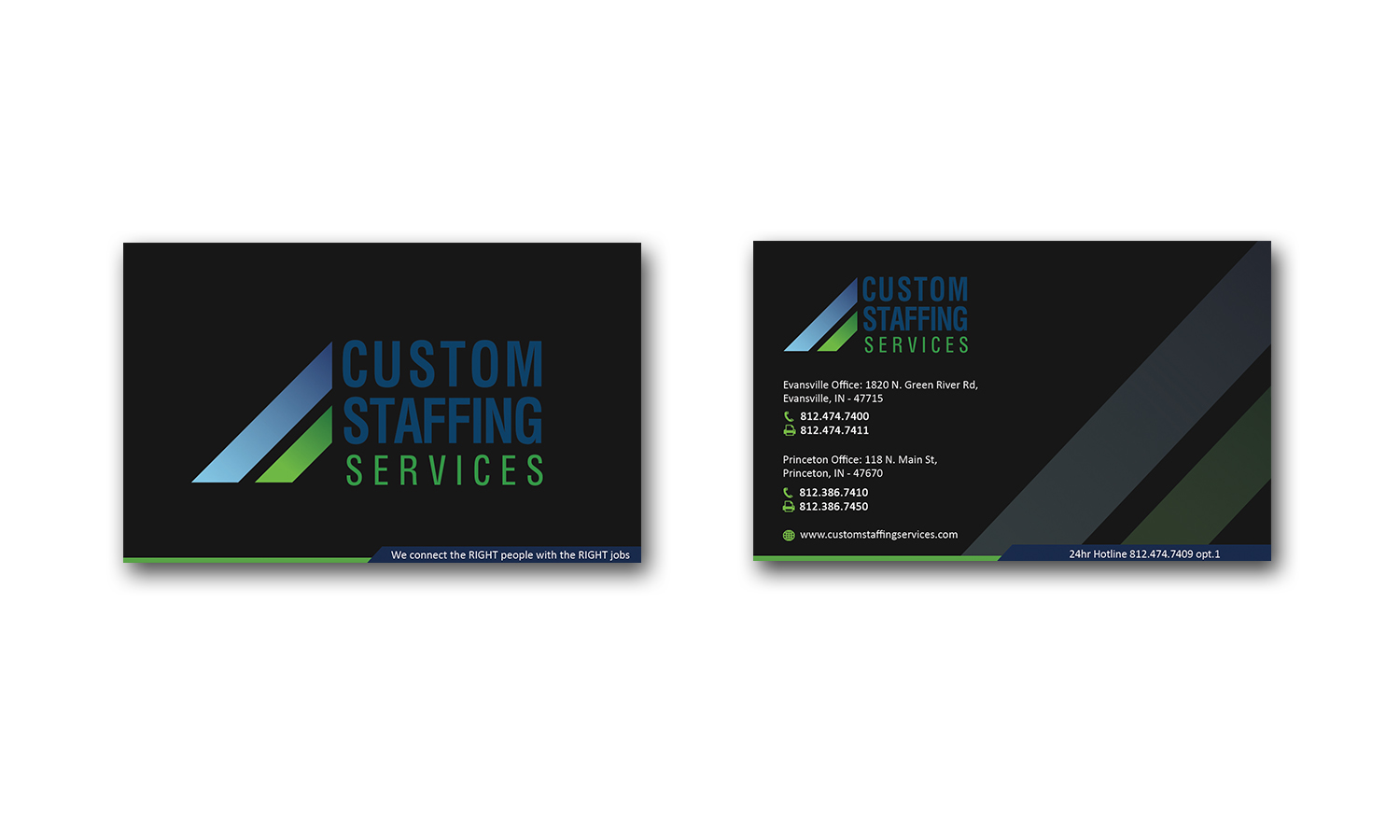 Diseño de Tarjeta de Presentación por Edirisingha para Custom Staffing Services | Diseño #19143659