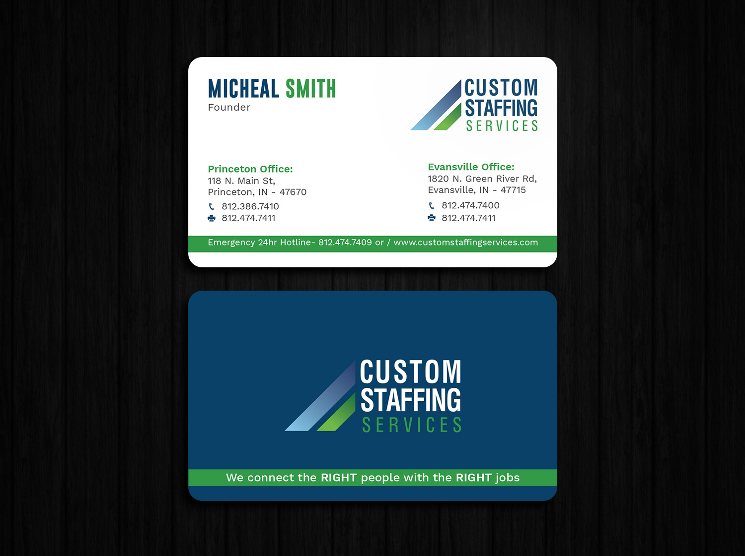 Design de Carte de Visite par Tripti Ranjan Gain pour Custom Staffing Services | Design #19171645