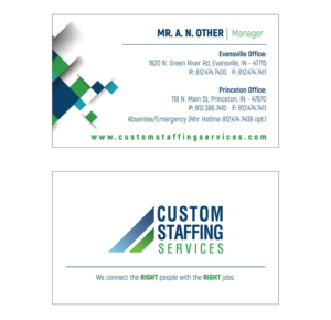 Diseño de Tarjeta de Presentación por DesignzFiveThree para Custom Staffing Services | Diseño: #19143409