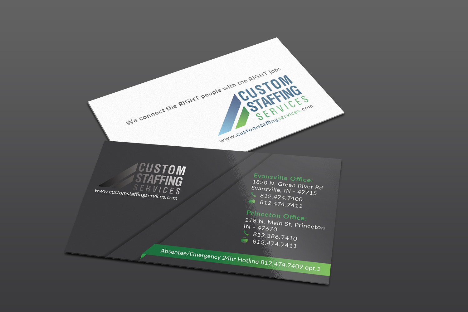 Business Card Design by Bold Pixels for Custom Staffing Services | Design #19169462