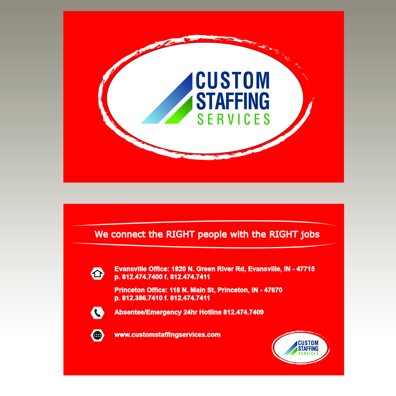 Design de Carte de Visite par chamika18 pour Custom Staffing Services | Design #19169657