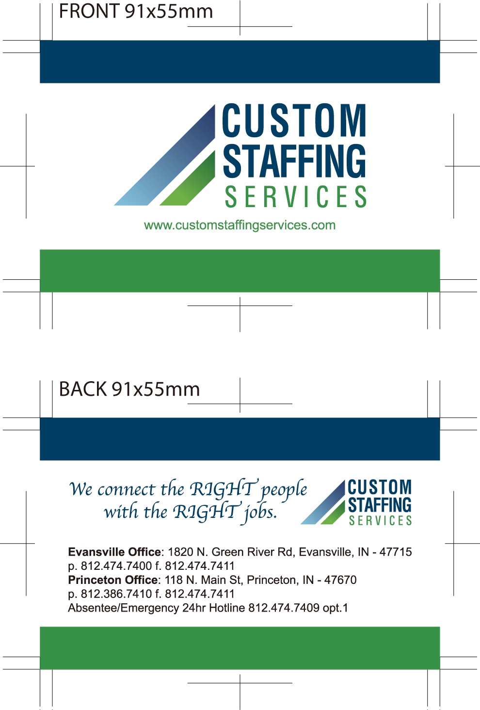 Design de Carte de Visite par patulotjessie pour Custom Staffing Services | Design #19152374