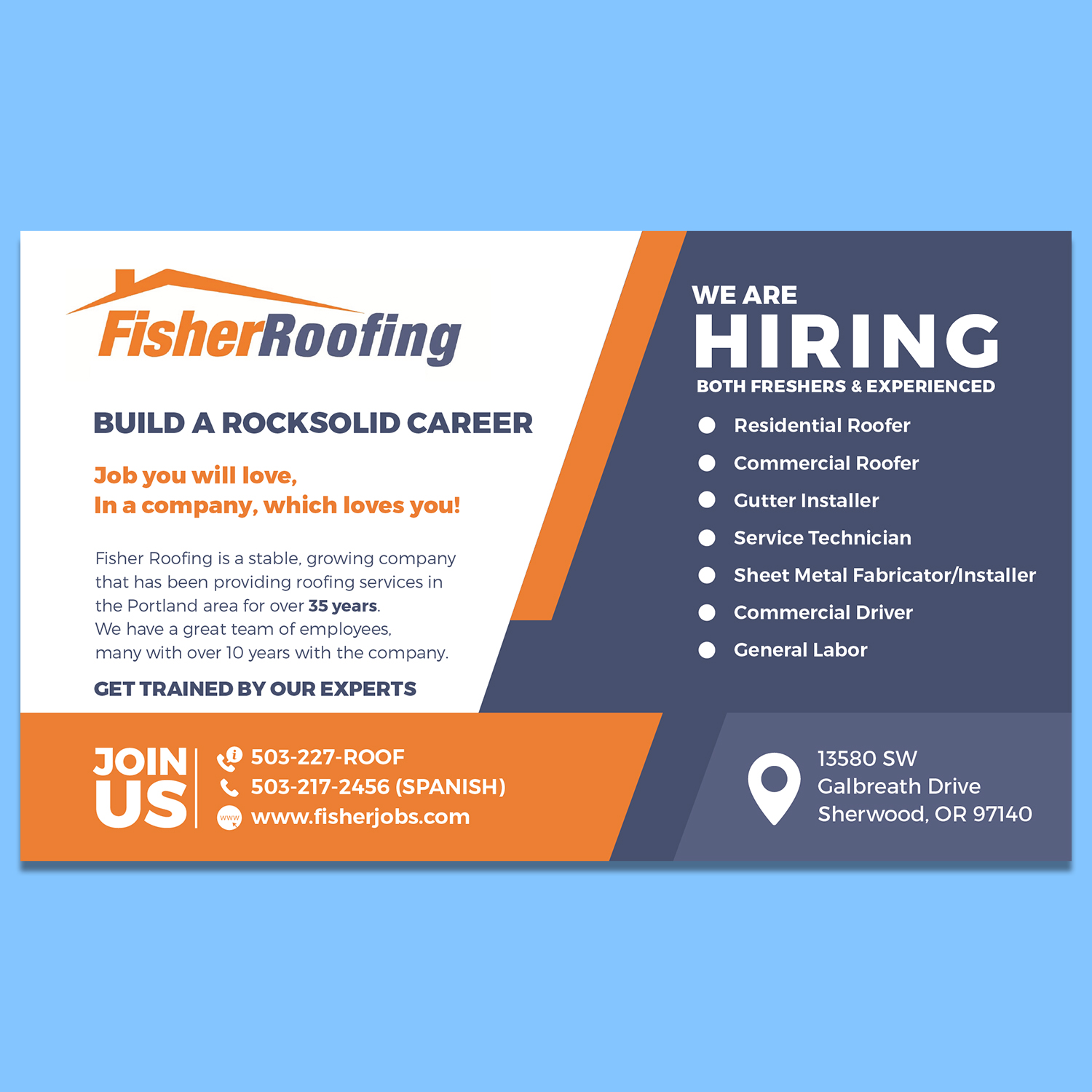 Billboard Design by workshekhar755 for Fisher Roofing | Design #19212662