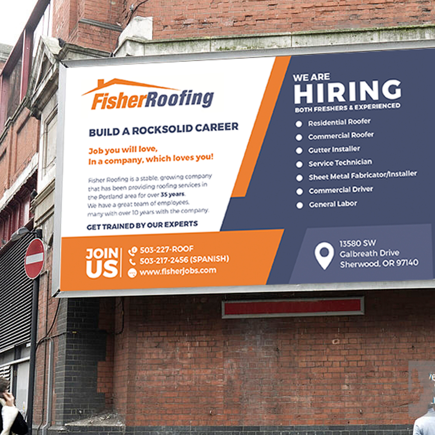 Billboard Design by workshekhar755 for Fisher Roofing | Design #19212663