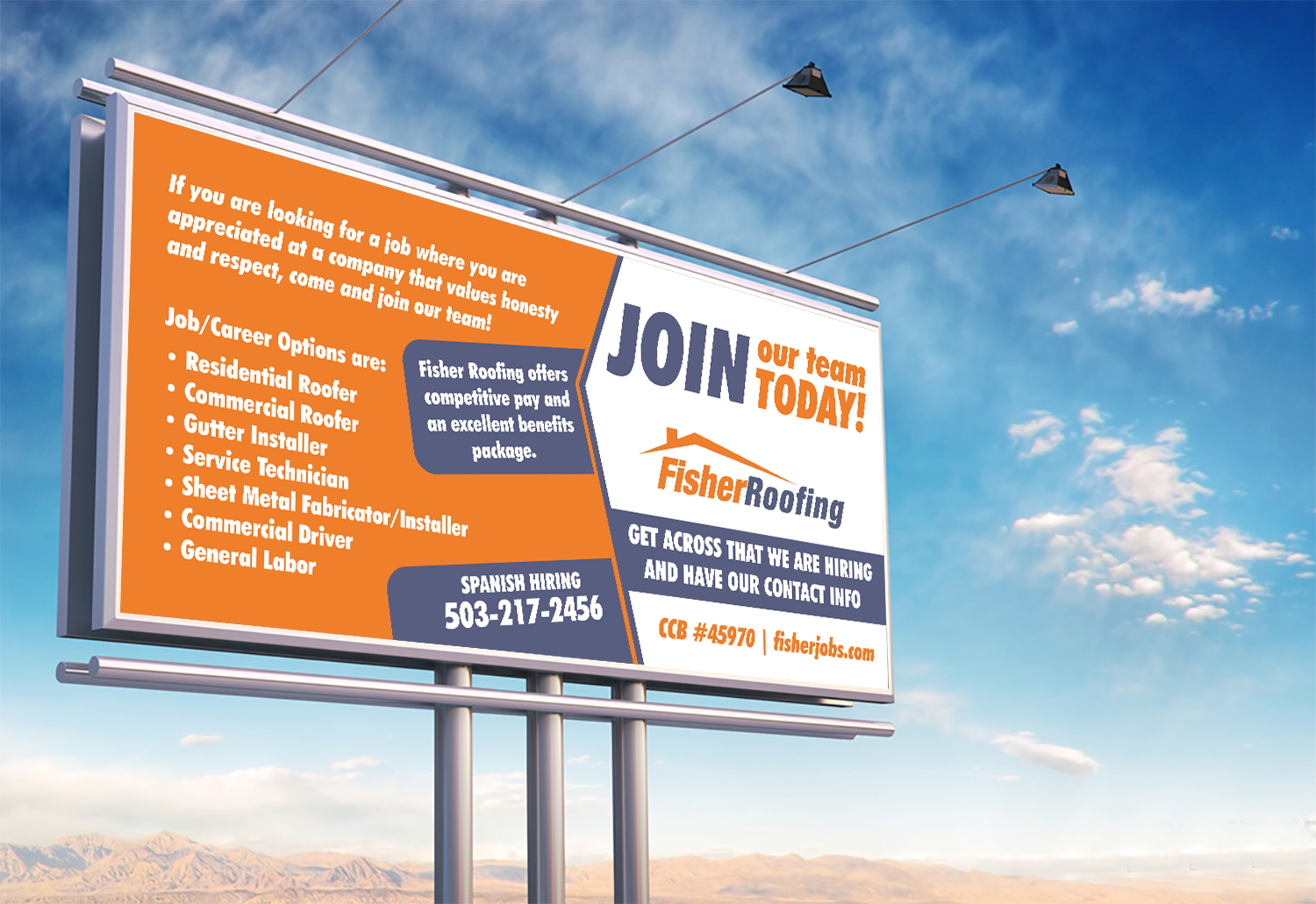 Billboard Design by Deziners Zone for Fisher Roofing | Design #19163970