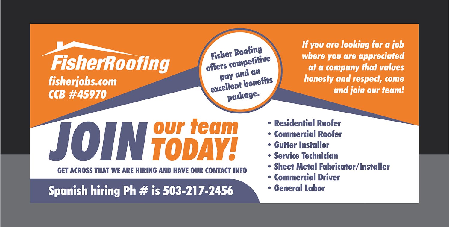 Billboard Design by Deziners Zone for Fisher Roofing | Design #19163972