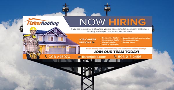 Billboard Design by SAI DESIGNS for Fisher Roofing | Design #19188238
