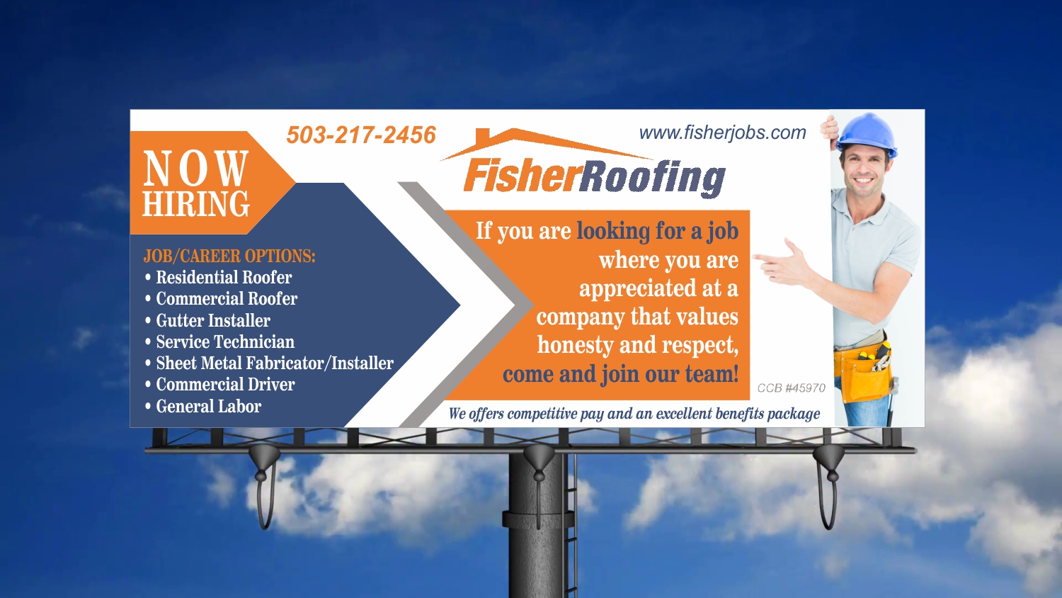 Billboard Design by Maestroto for Fisher Roofing | Design #19184136