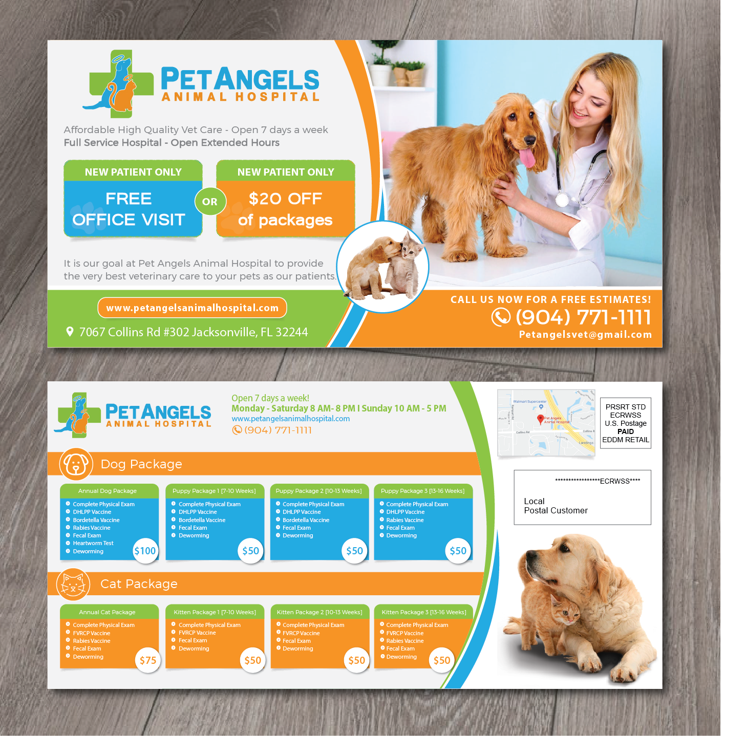 Postcard Design by alex989 for Pet Angels Animal Hospitals | Design #19181254