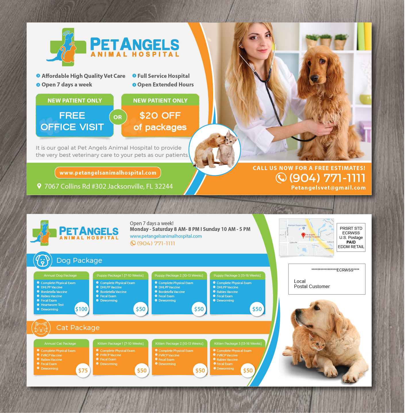 Postcard Design by alex989 for Pet Angels Animal Hospitals | Design #19204073