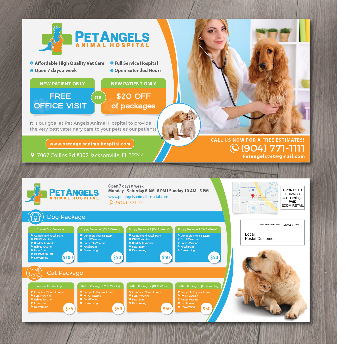 Postcard Design by alex989 for Pet Angels Animal Hospitals | Design #19206473
