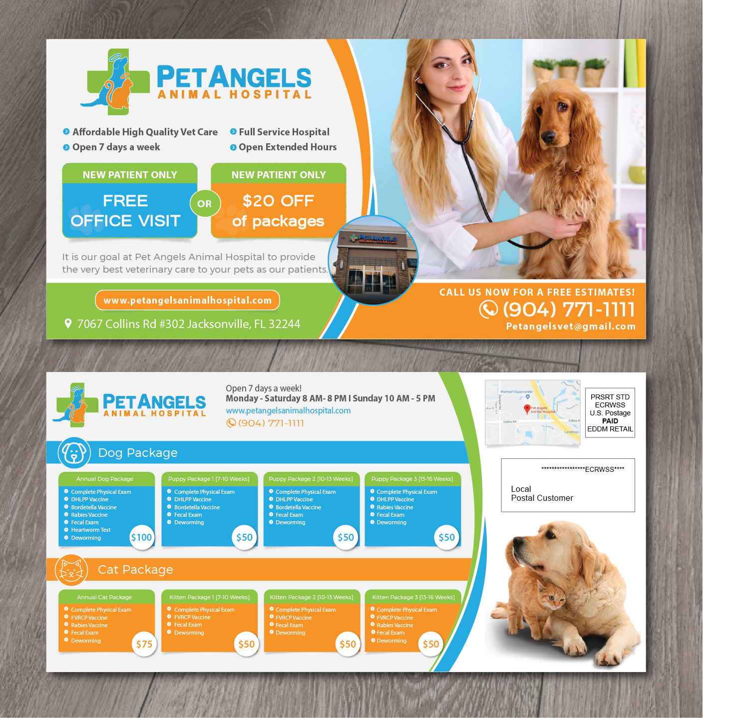 Postcard Design by alex989 for Pet Angels Animal Hospitals | Design #19215834