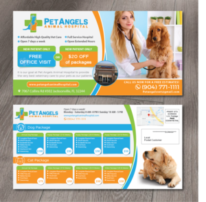 Postcard Design by alex989 for Pet Angels Animal Hospitals | Design: #19215834