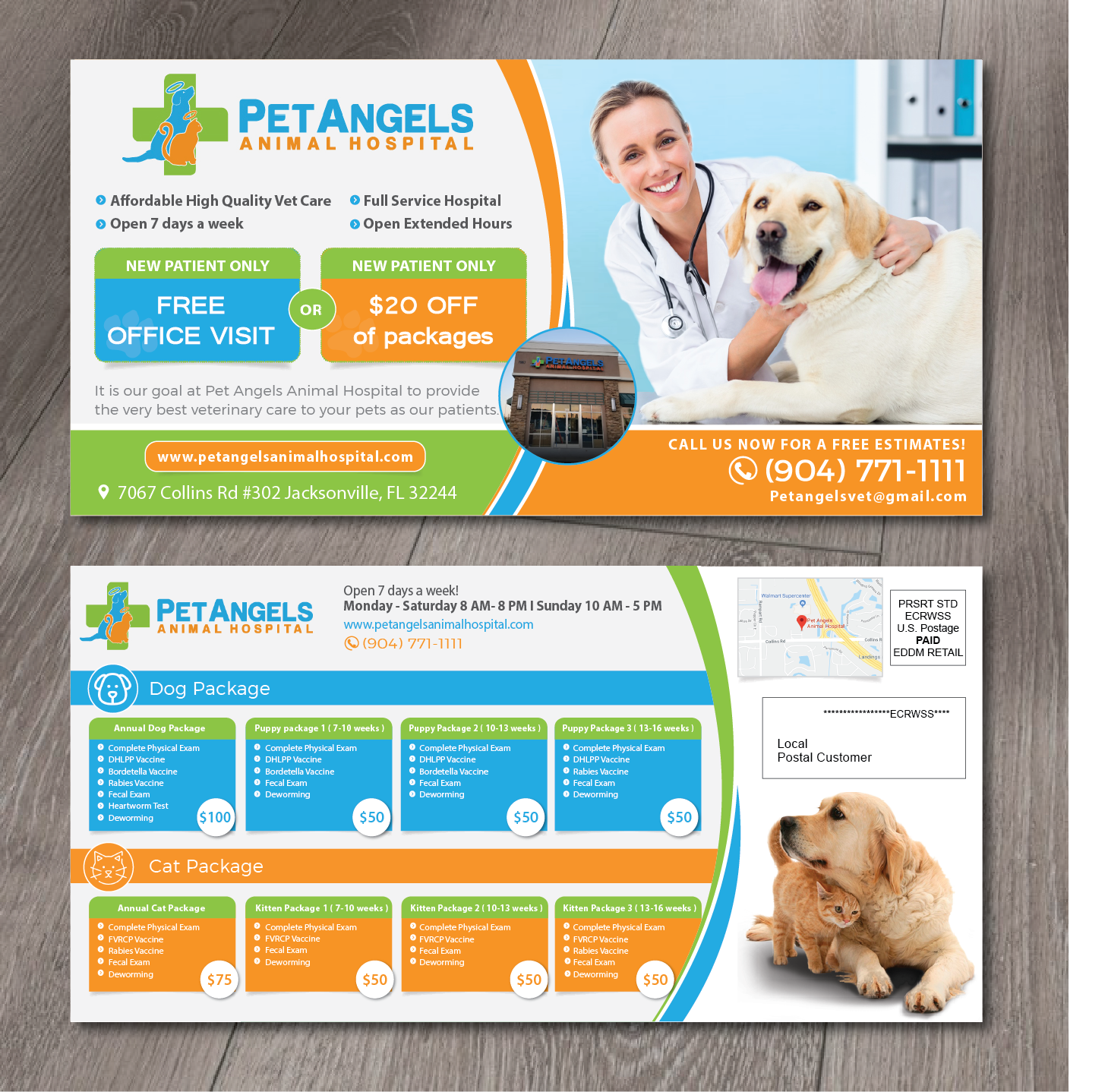 Postcard Design by alex989 for Pet Angels Animal Hospitals | Design: #19220602