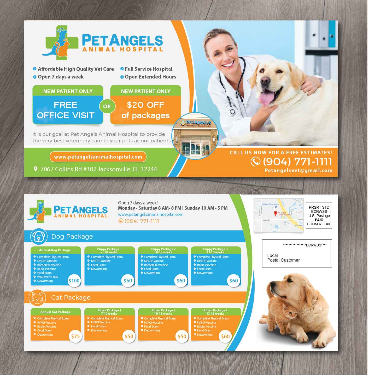 Design de Carte Postale par alex989 pour Pet Angels Animal Hospitals | Design #19236625