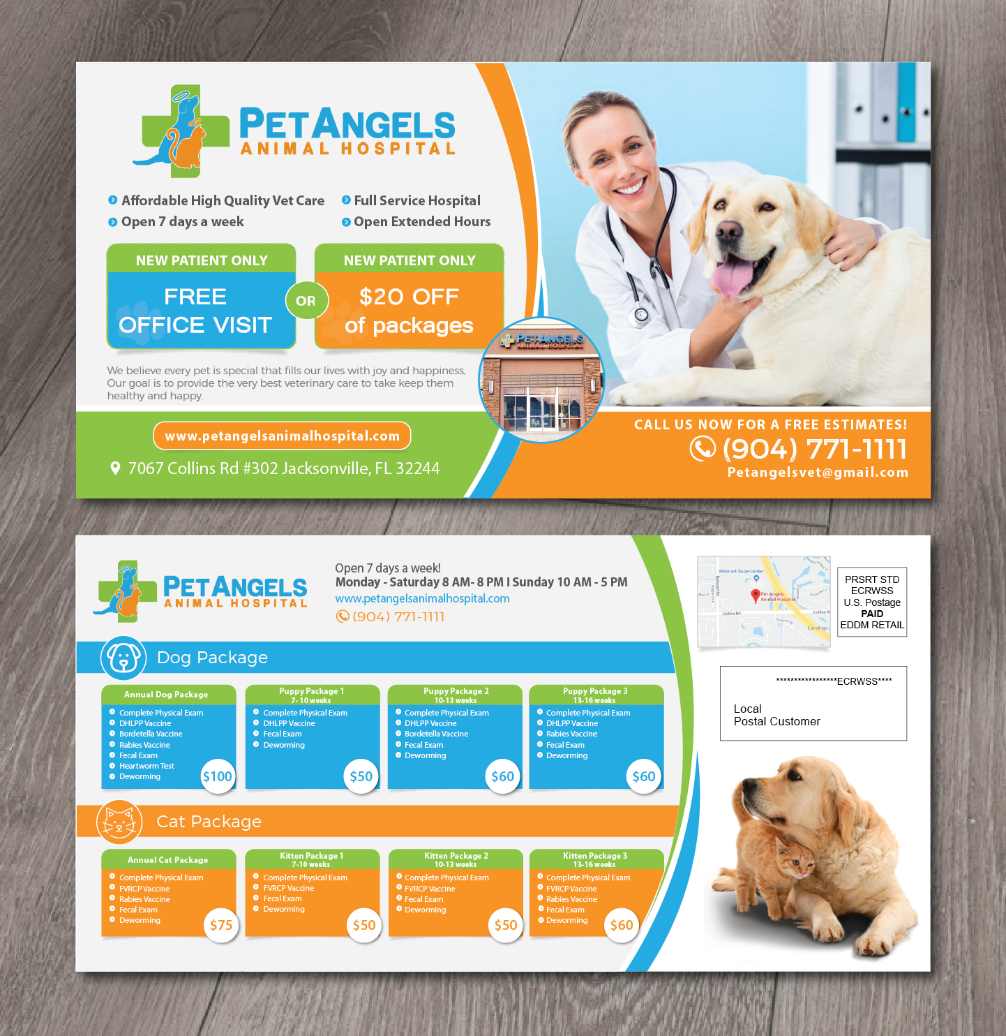 Postcard Design by alex989 for Pet Angels Animal Hospitals | Design #19236821