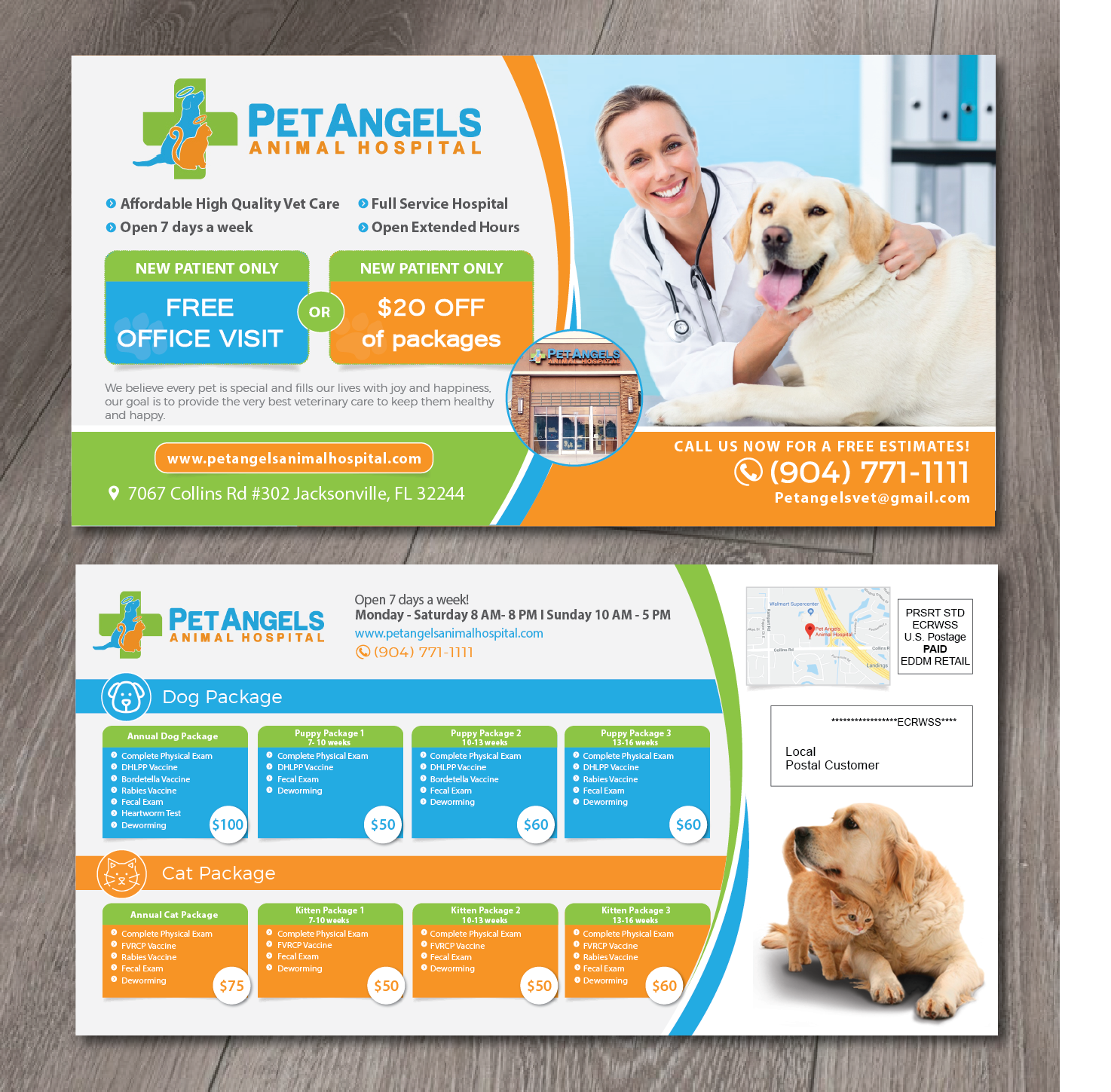 Postcard Design by alex989 for Pet Angels Animal Hospitals | Design #19239309