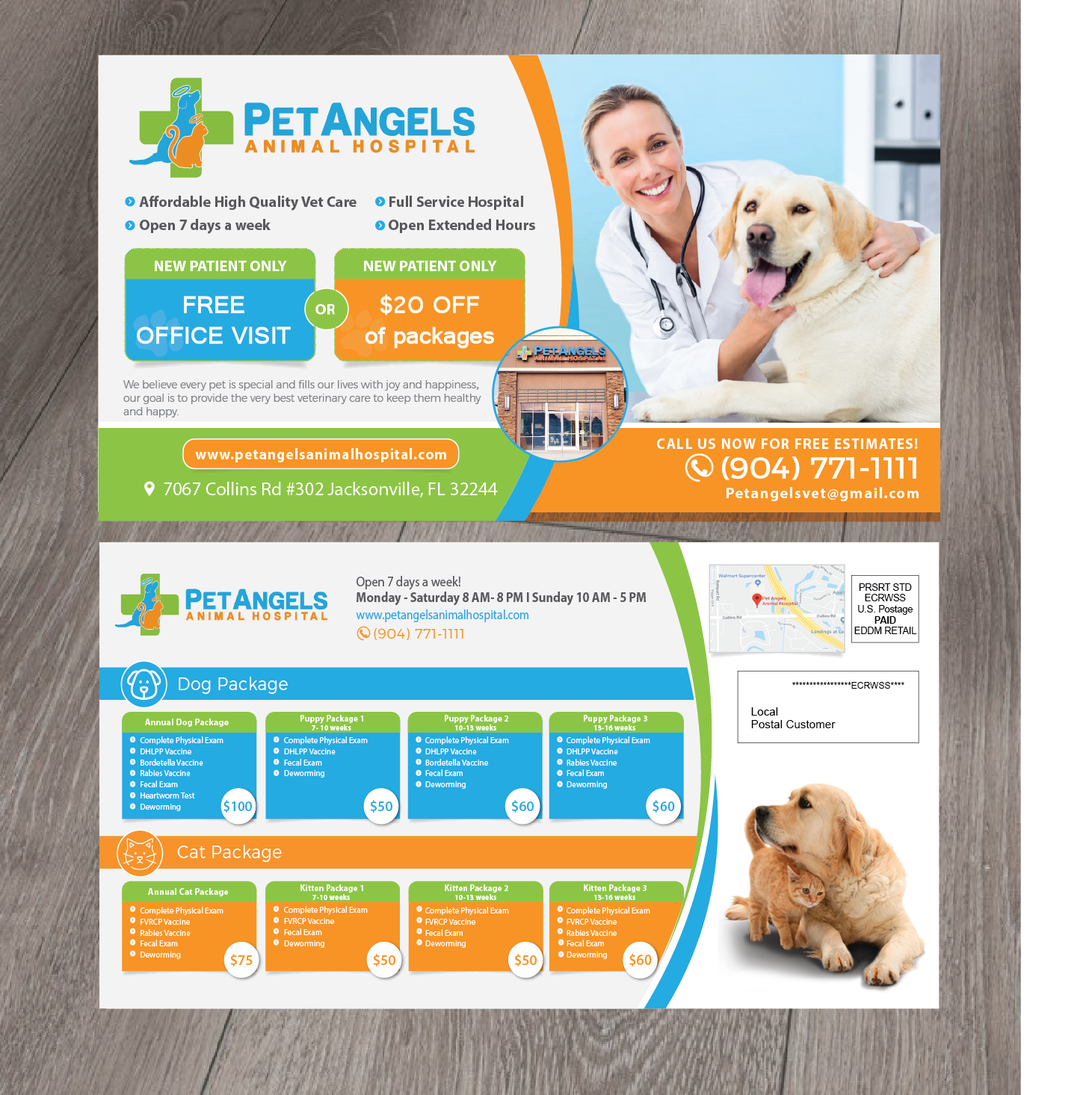 Postcard Design by alex989 for Pet Angels Animal Hospitals | Design #19242718