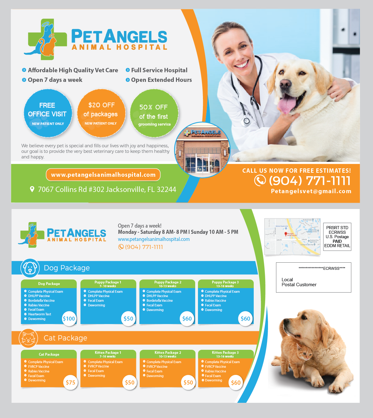 Postcard Design by alex989 for Pet Angels Animal Hospitals | Design #19330240