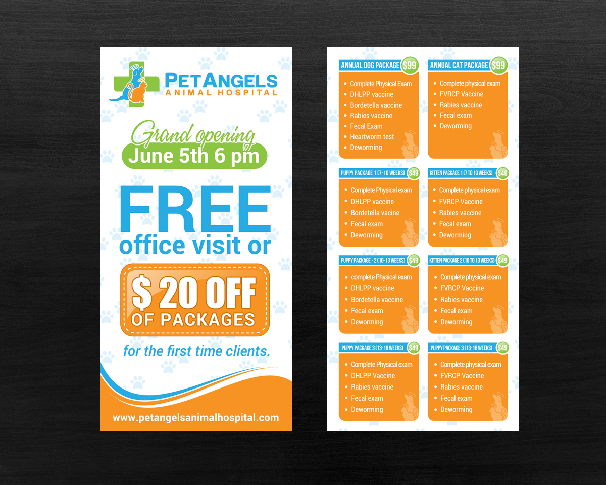 Postcard Design by chandrayaan.creative for Pet Angels Animal Hospitals | Design #19155466