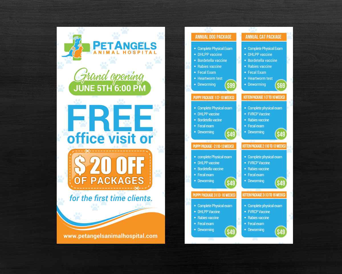 Postcard Design by chandrayaan.creative for Pet Angels Animal Hospitals | Design #19155467
