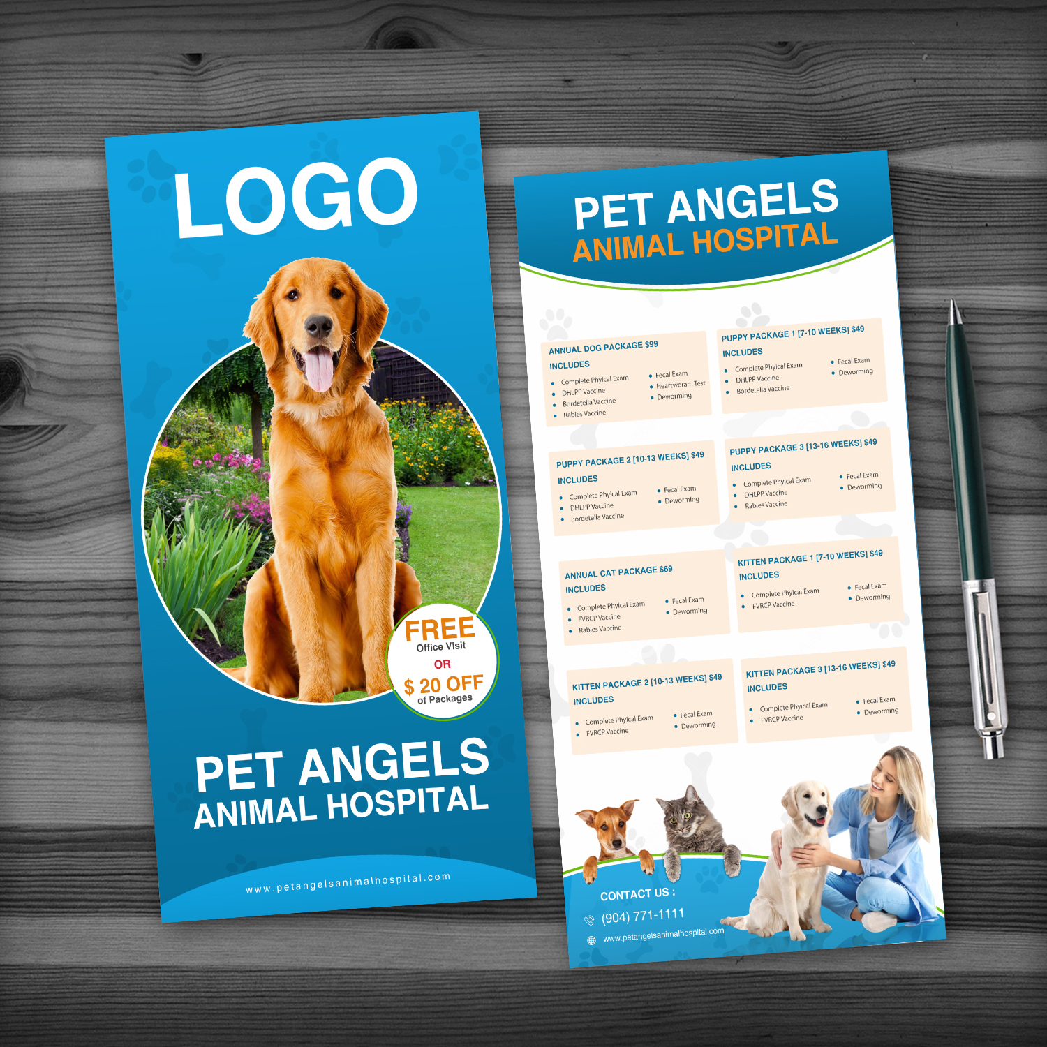 Postcard Design by Rituparna Saha Sardar 2 for Pet Angels Animal Hospitals | Design #19169655