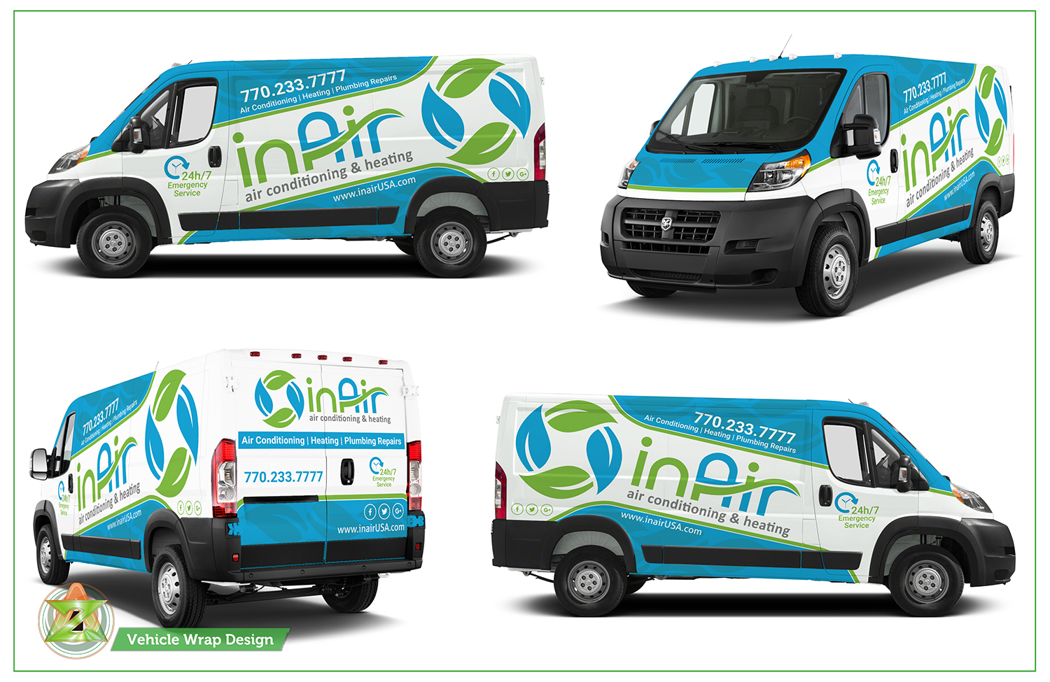 Car Wrap Design by Azhoeck for inAir Heating & Air, LLC | Design #19258447