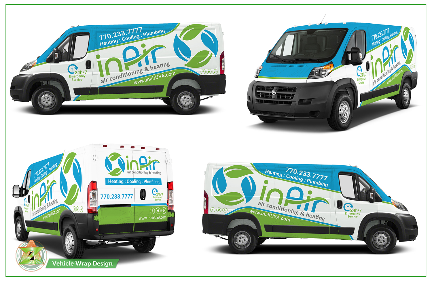 Car Wrap Design by Azhoeck for inAir Heating & Air, LLC | Design #19266473